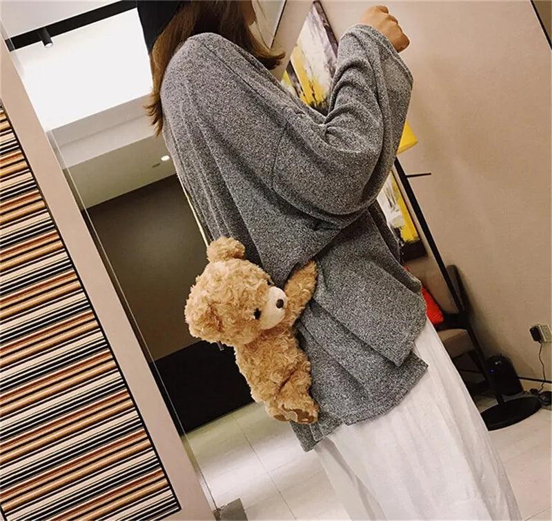 Cute Smile Bear  Soft Plush Shoulder Bag ADIAMANT FINDS