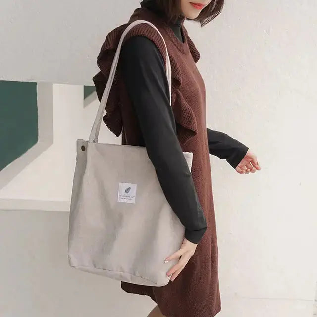 Women Corduroy Canvas Shoulder Bags VELVET VOGUE