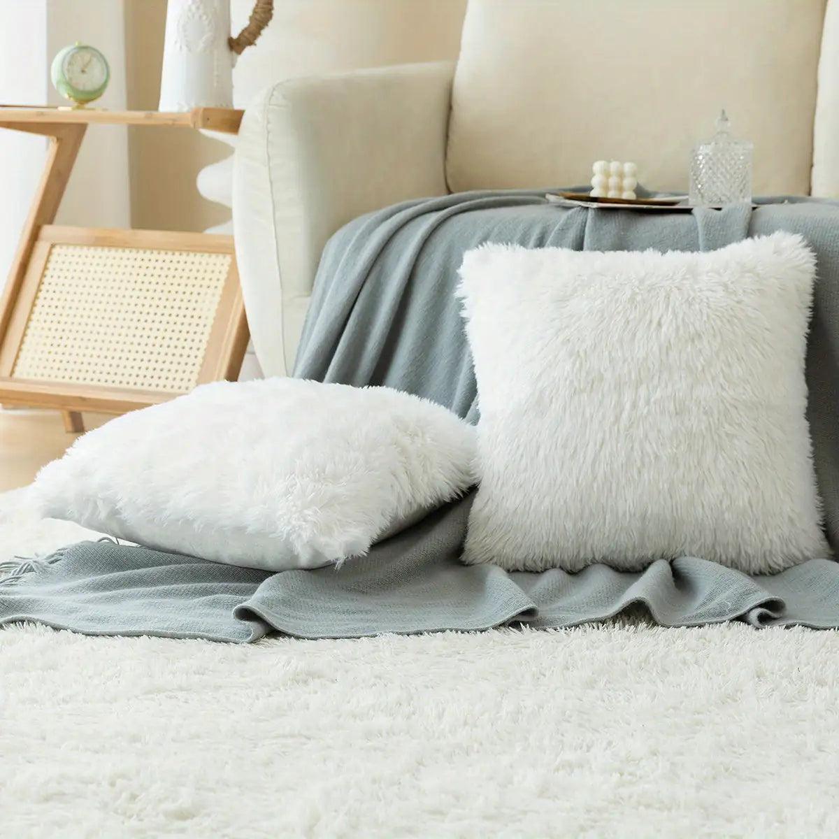 Luxurious Soft Faux Fur Throw Pillow Covers ADIAMANT FINDS