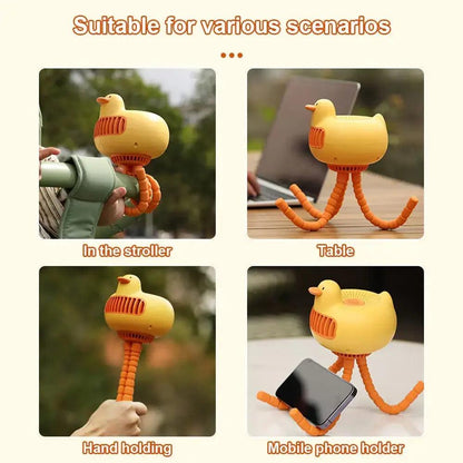 Portable Duck-Shaped Baby Stroller Fan: Adjustable, USB-Charged ADIAMANT FINDS