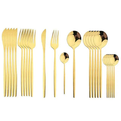 24Pcs Stainless Steel Cutlery Set  | ADIAMANT FINDS