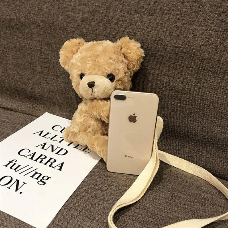 Cute Smile Bear  Soft Plush Shoulder Bag ADIAMANT FINDS