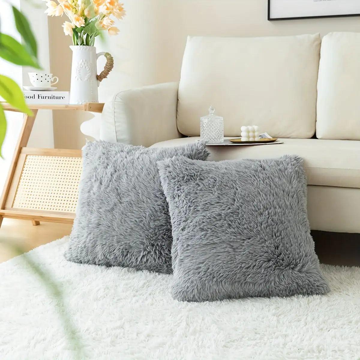 Luxurious Soft Faux Fur Throw Pillow Covers ADIAMANT FINDS