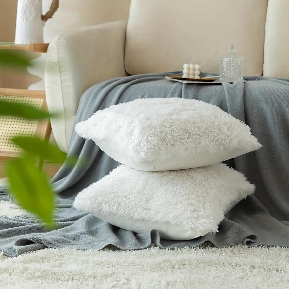 Luxurious Soft Faux Fur Throw Pillow Covers ADIAMANT FINDS