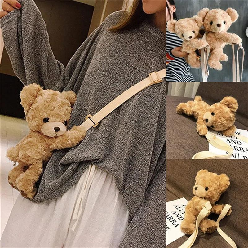 Cute Smile Bear  Soft Plush Shoulder Bag ADIAMANT FINDS