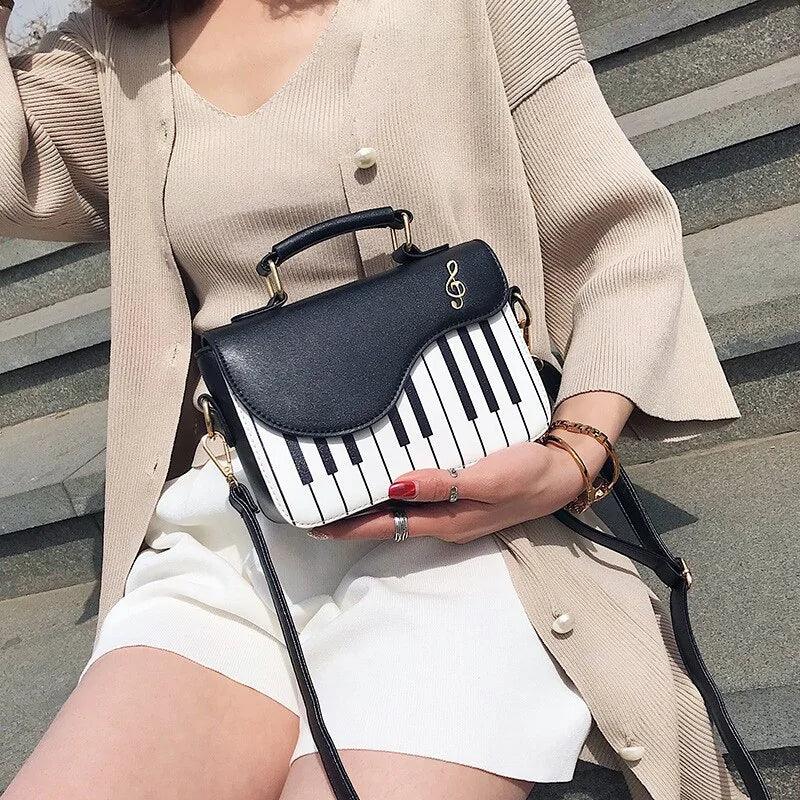 Cute Piano Pattern Shoulder Bag- Keynote Carry ADIAMANT FINDS