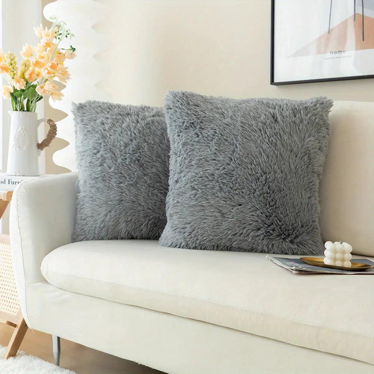 Luxurious Soft Faux Fur Throw Pillow Covers ADIAMANT FINDS