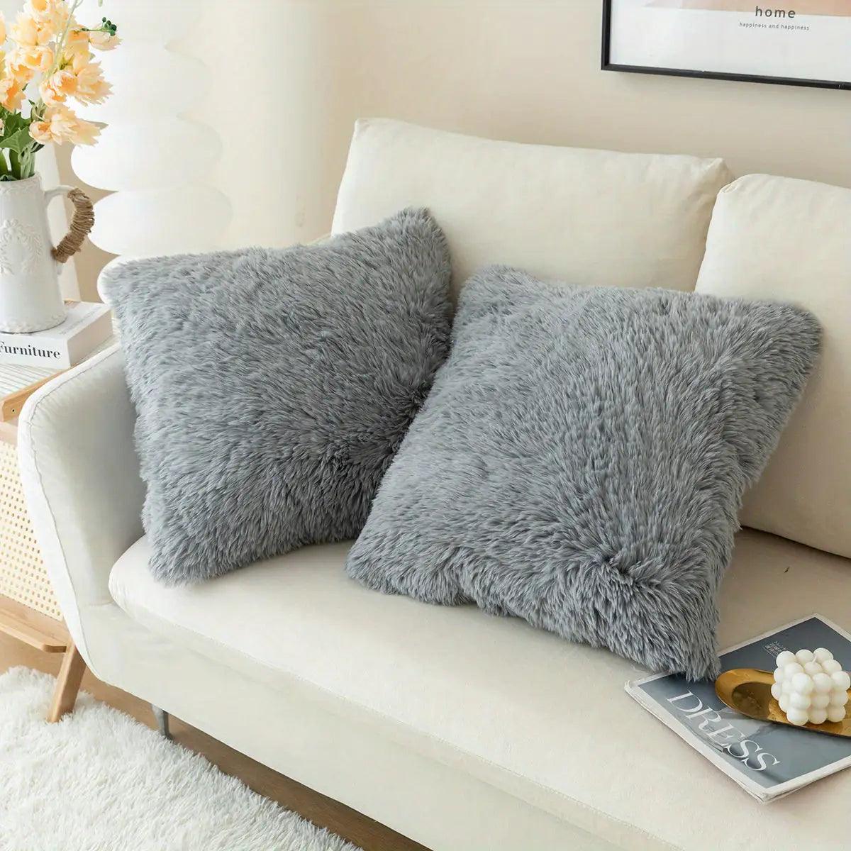 Luxurious Soft Faux Fur Throw Pillow Covers ADIAMANT FINDS