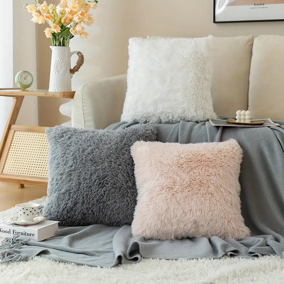 Luxurious Soft Faux Fur Throw Pillow Covers ADIAMANT FINDS