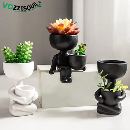 Adorable Humanoid Ceramic Succulent Planter ADIAMANT FINDS