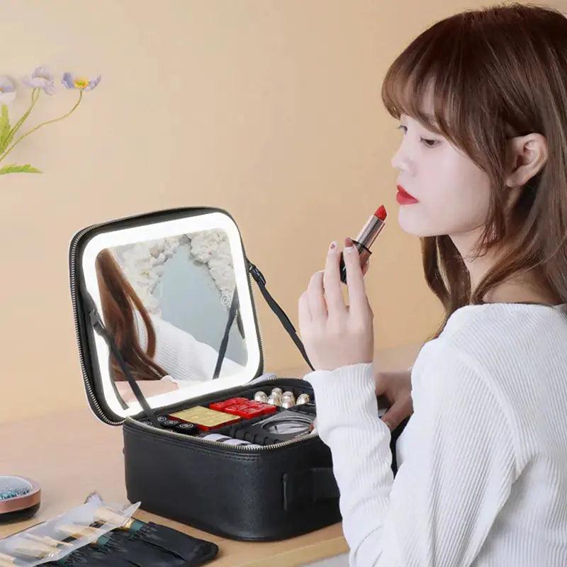 Smart LED Cosmetic Case with Mirror  | ADIAMANT FINDS