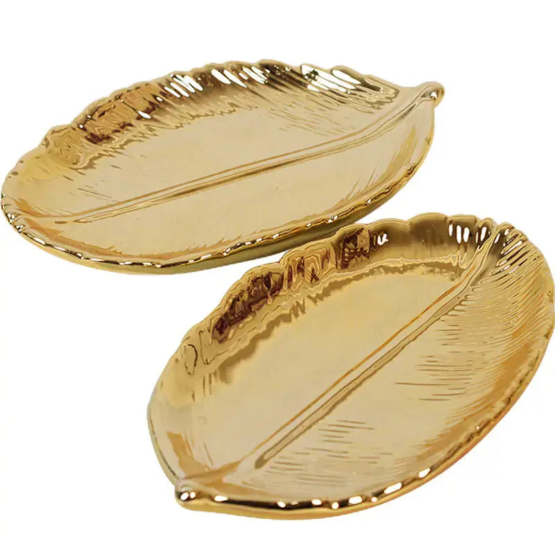 Nordic Ins Gold Leaf Ceramic Storage Tray VELVET VOGUE