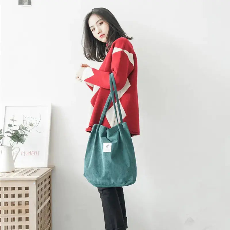 Women Corduroy Canvas Shoulder Bags VELVET VOGUE